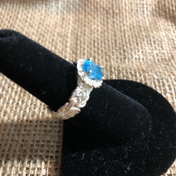 Blue Topaz with Byzantine Band 925 Sterling Turkey - Picture 4 of 6
